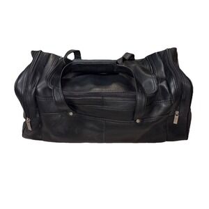 Royce New York Black Leather Duffle Bag with Detachable Strap